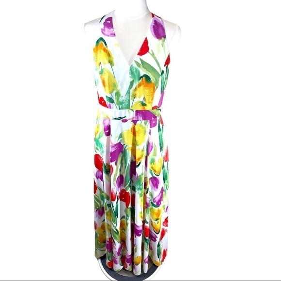 Halter Floral Maxi Dress Miriam Garvey Easter Spring Size 8 - Picture 1 of 8